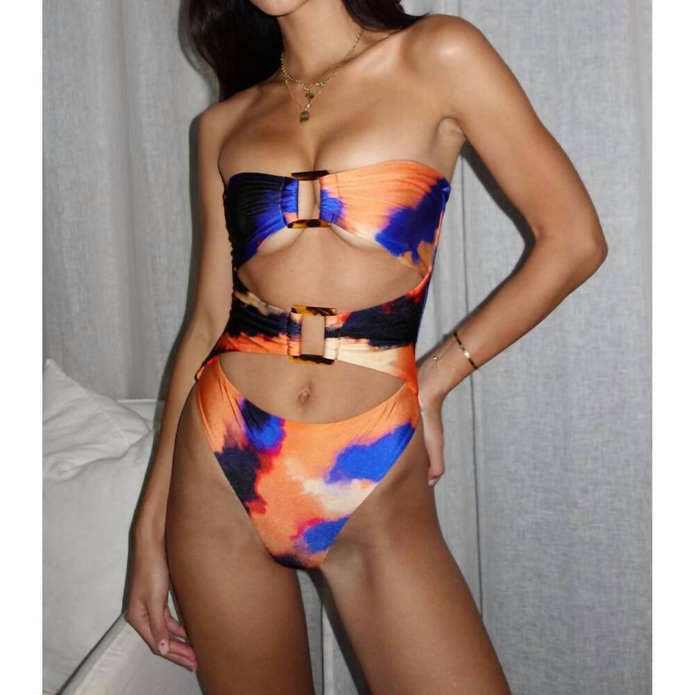 NEW RUNAWAY THE LABEL malakai one-piece in saber print